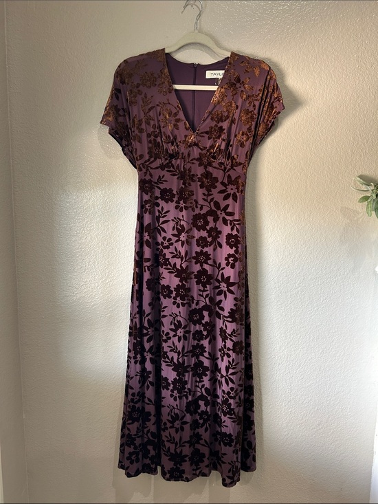 Taylor Dresses & Skirts - Taylor WomenPurple Floral Velvet Burnout Maxi Dress Sz 4 Romantic Whimsy TC0017